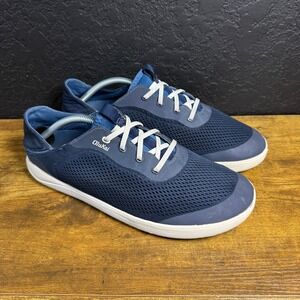 OluKai Moku Pae 10472-DE1 Deep Navy Textile Boat Shoes Mens 10.5